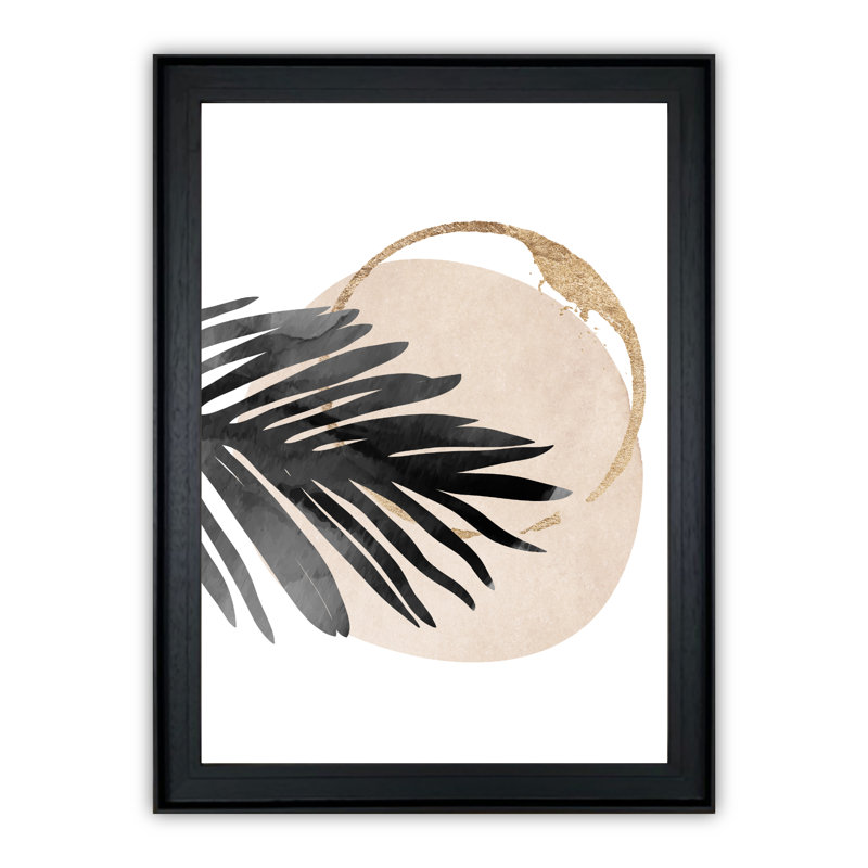 Aztec Palms No 2 - Single Picture Frame Painting, 59cm H x 49cm W x 2.6cm D, Black Framed