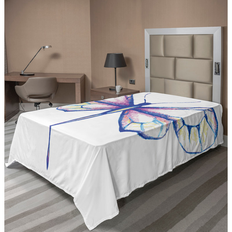 Drap-housse à motif animalier Ambesonne, bleu, violet, Drap plat pour lit simple TG