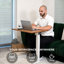 Bureau à roulettes pour ordinateur portable, réglable en hauteur, en chêne blanc massif de 70 cm (27,5 po), avec bord naturel.