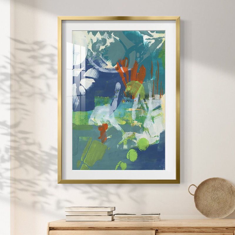 Tropical graphiques I - impression encadrée, H 28,5 po x l 20,5 po, Doré