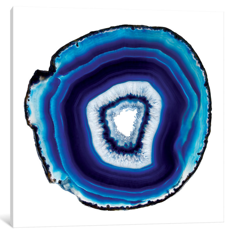 « indigo oxide », impression sur toile tendue, H 18 po x l 18 po x P 1,5 po, Toile avec cadre noir, Pas de tapis