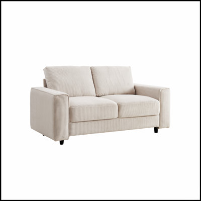 Modern Minimalist 2-Seater Corduroy Sofa, Beige, Wrinkle-Resistant And Comfortable For Daily Home Use