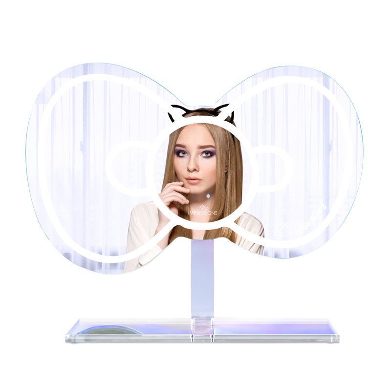 Hello Kitty RGB Bow Wall Mirror with LED Strip Lights, App Controlled WiFi Smart Makeup Vanity Mirror