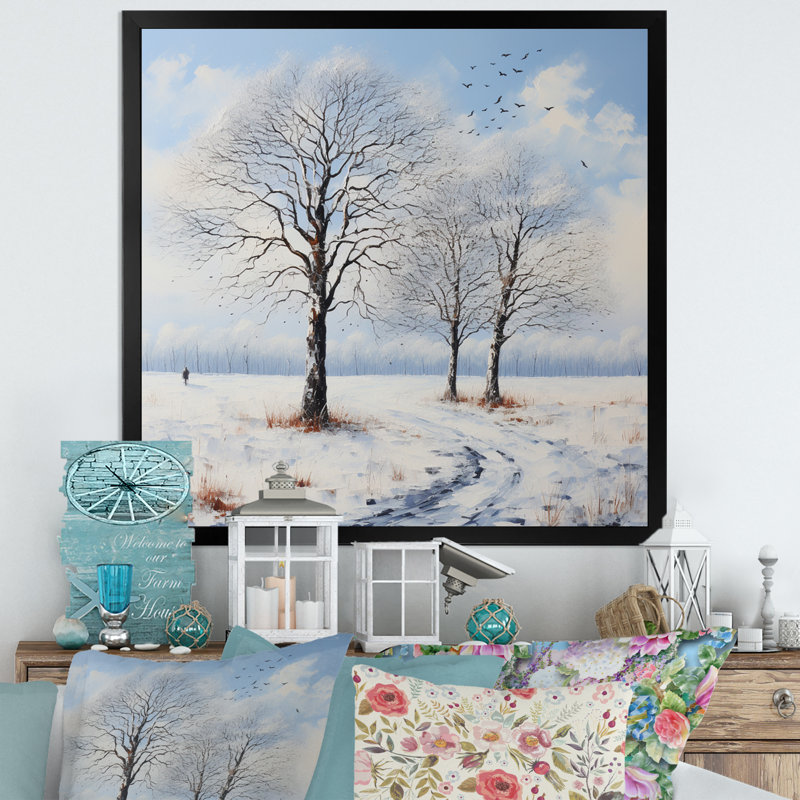 «Forest Winters Embrace Landscape I», reproduction d'art sur toile, Cadre flottant noir, H 16 po x l 16 po x P 1 po