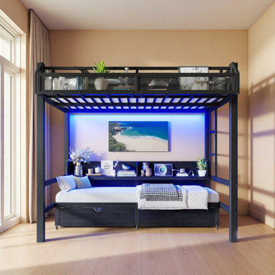 Twin Over Twin Bunk Bed With Storage Shelves And Drawers