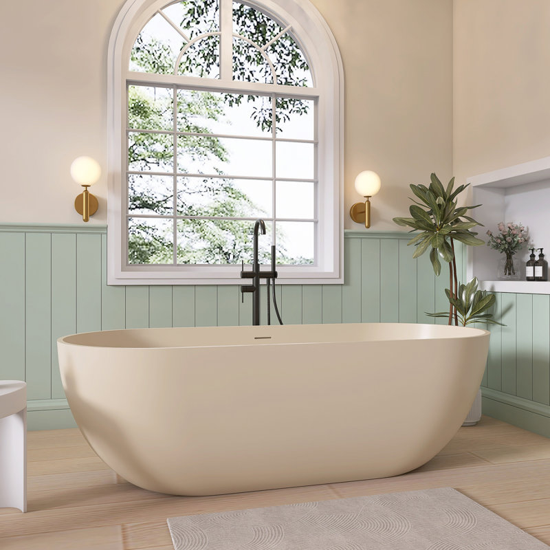 69'' Freestanding Soaking Solid Surface Bathtub