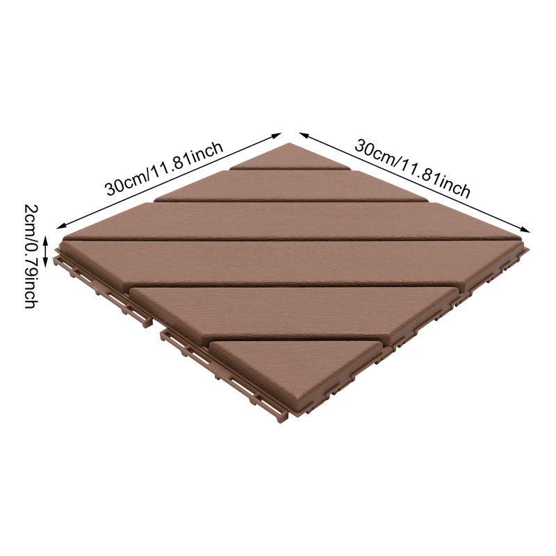 Carreaux de terrasse en plastique à emboîtement, paquet de 27 pour patio extérieur brun, Café