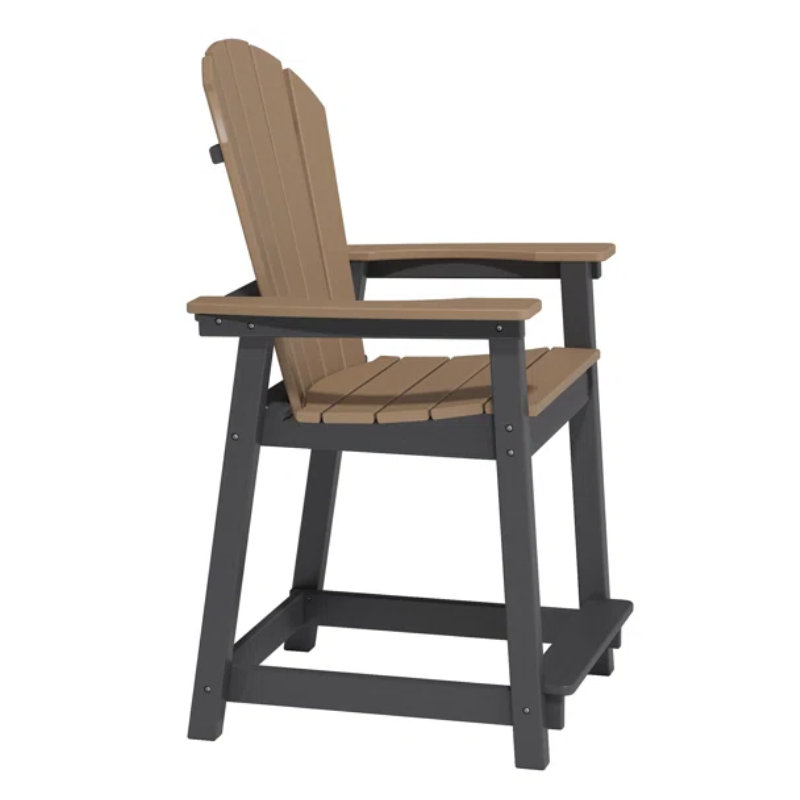 Hdpe Adirondack Chair For Patio, Weather Resistant, Black/Brown
