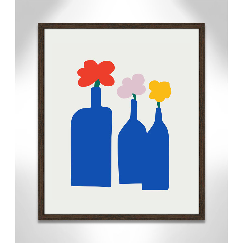 «Bold Blooms Trio Print» par Dean, Grain de bois noyer, L 21,5 po x H 25,5 po, Impression encadrée
