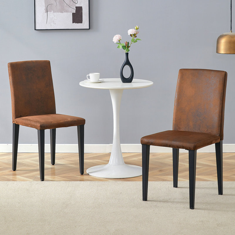 Ensemble de 2 chaises de salle à manger en tissu brun avec pieds en métal Ronald, Brun, Noir, 2