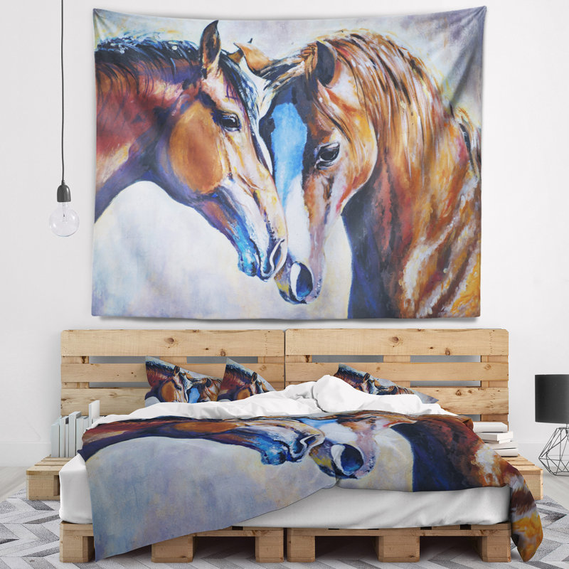 Tapisserie avec accessoires suspendus en polyester brun animal, H 32 po x l 39 po
