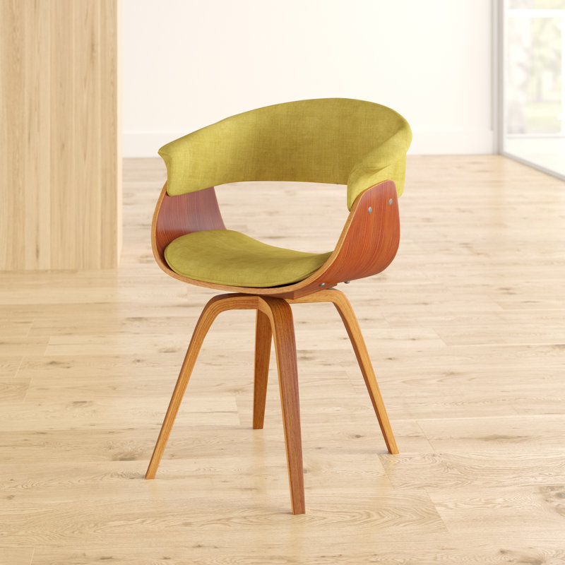 48.26cm H Polyester Upholstered Armchair, Green, Walnut