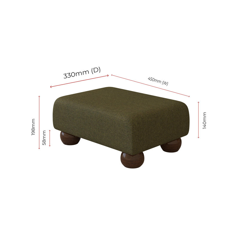 Autryville Wood Bun Feet - Fabric, Mahogany, Poz, Cyprus Green