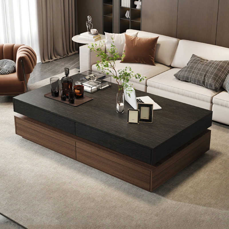 Table basse italienne avec rangement rectangulaire, Brun, H 17,7 po x L 47,2 po x l 25,6 po, Gris