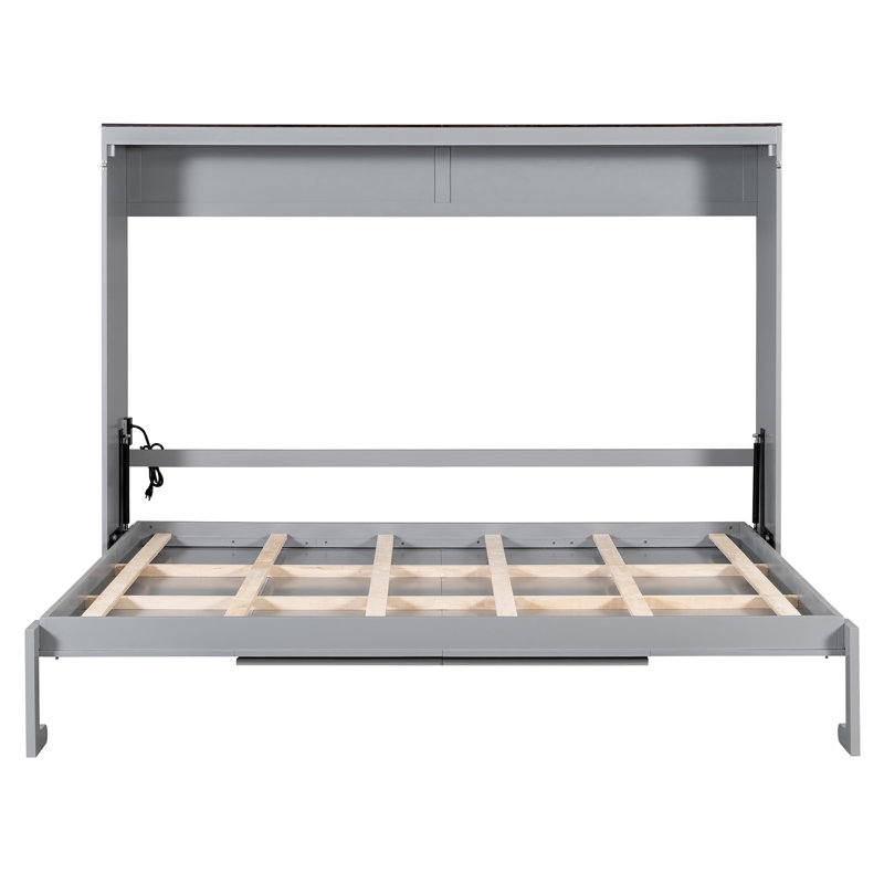 Lit escamotable mural et USB, Gris