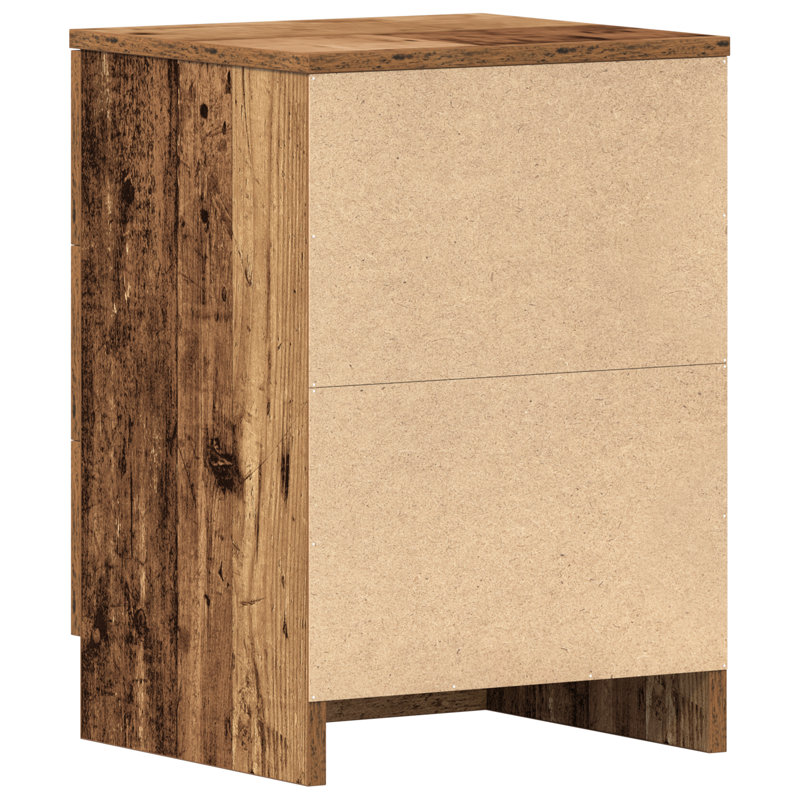38cm W Bedside Table, Old Wood, Set of 1