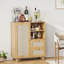 Rattan Buffet Cabinet With Adjustable Shelf, Sideboard With Drawers For Living Room, Kitchen, Entryway-1234209788