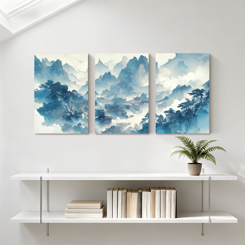 Paysage et nature montagne brume pin, H 18 po x l 36 po