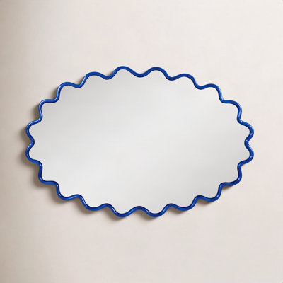 Modern Wavy Framed Oval Wall Mirror