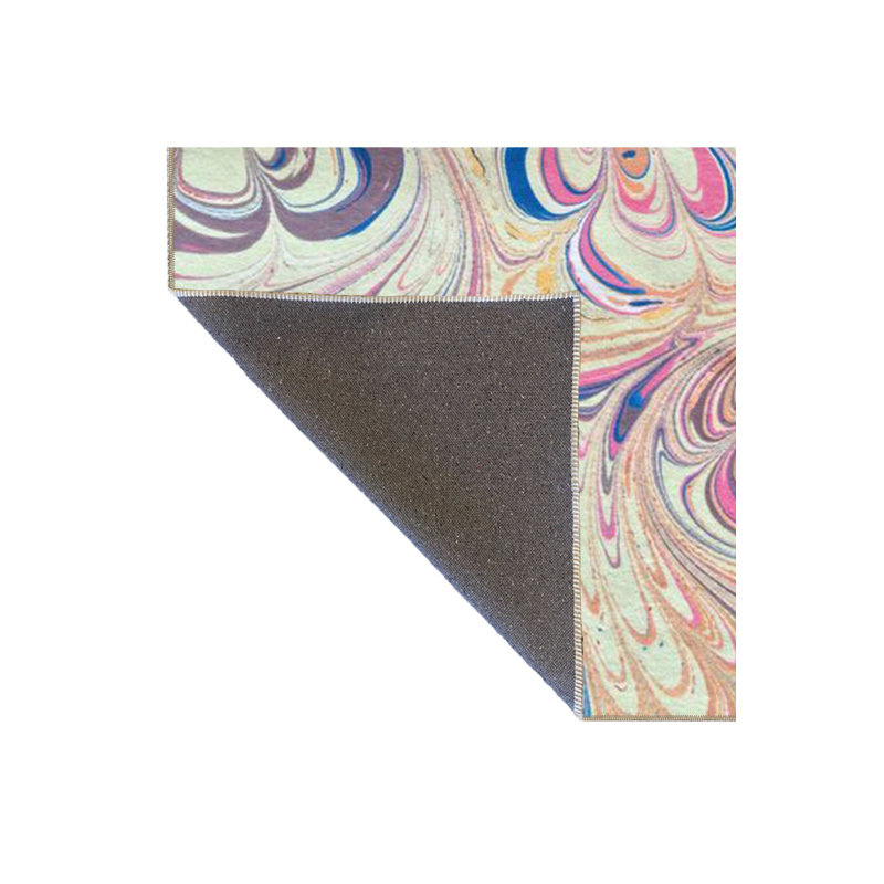 Tapis décoratif multicolore à motif marbré abstrait lavable à la machine, Carré 3 pi 3 po