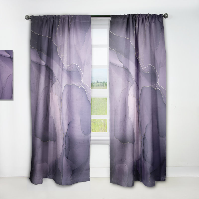Paire de rideaux semi-transparents avec passe-tringle Ink Clouds II