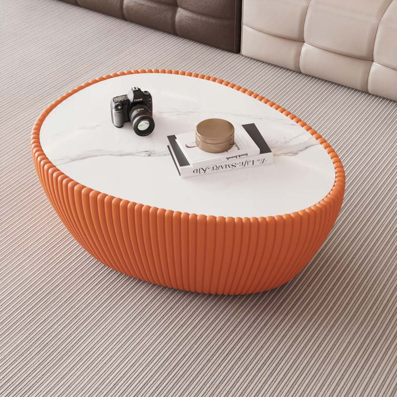 Table basse en cuir Eggs Shape, Blanc, Blanc