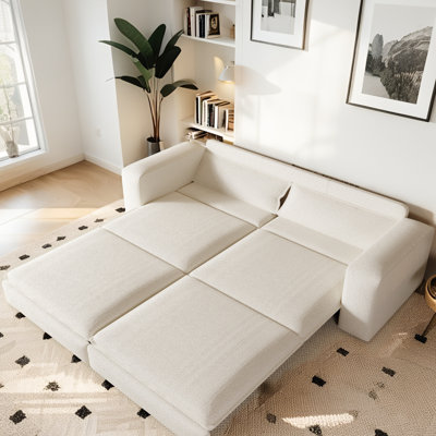 King Size Teddy Sofa Bed, 3-in-1 Design with 2 Lumbar Pillows