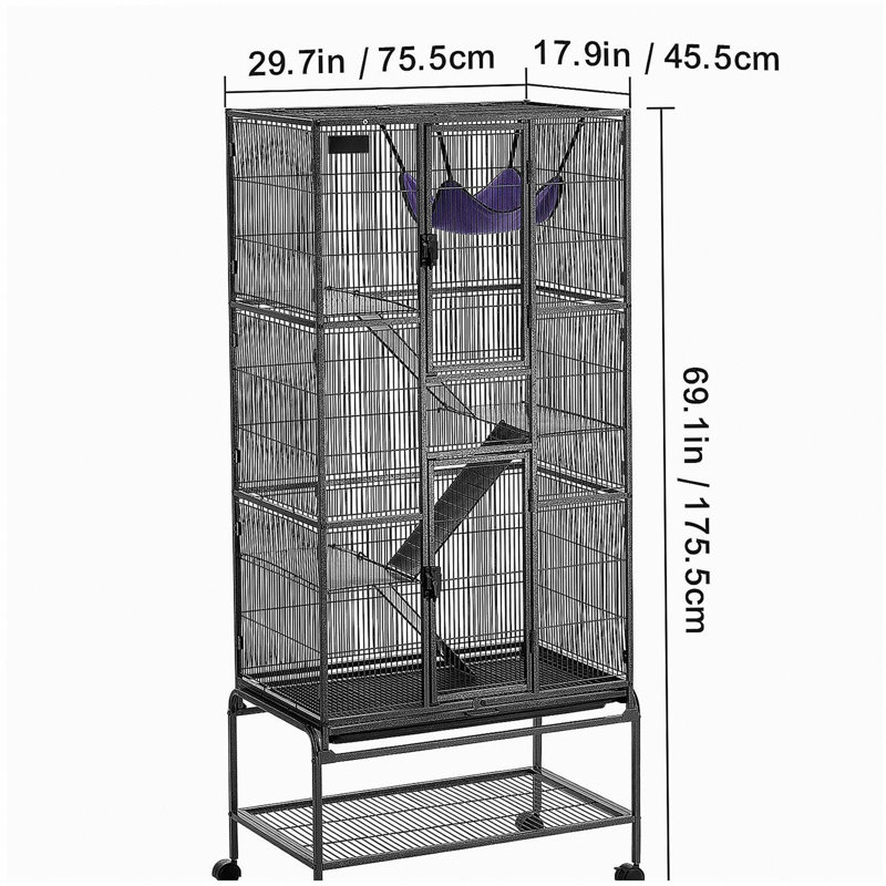 Cage à furet à 4 niveaux 69 po avec 3 rampes