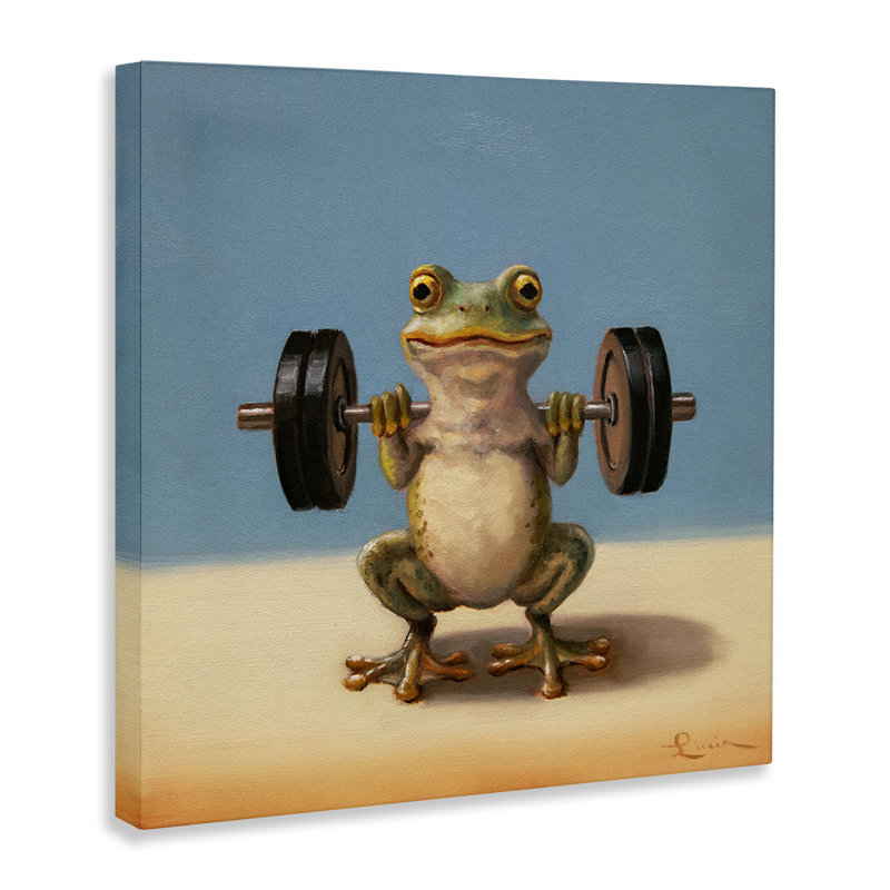 Toile haltérophile de formation de grenouille, conception par Lucia Heffernan, H 30 po x l 30 po