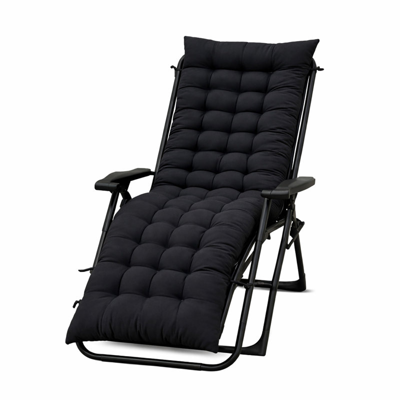 ROYALFORD Sun Lounger Cushion 160x50cm | Thin Padded Recliner Chair Cushion | Full Length Garden Sunbed Replacement Pad with Tie Straps | Breathable Fabric Outdoor Patio Deck Chair Support