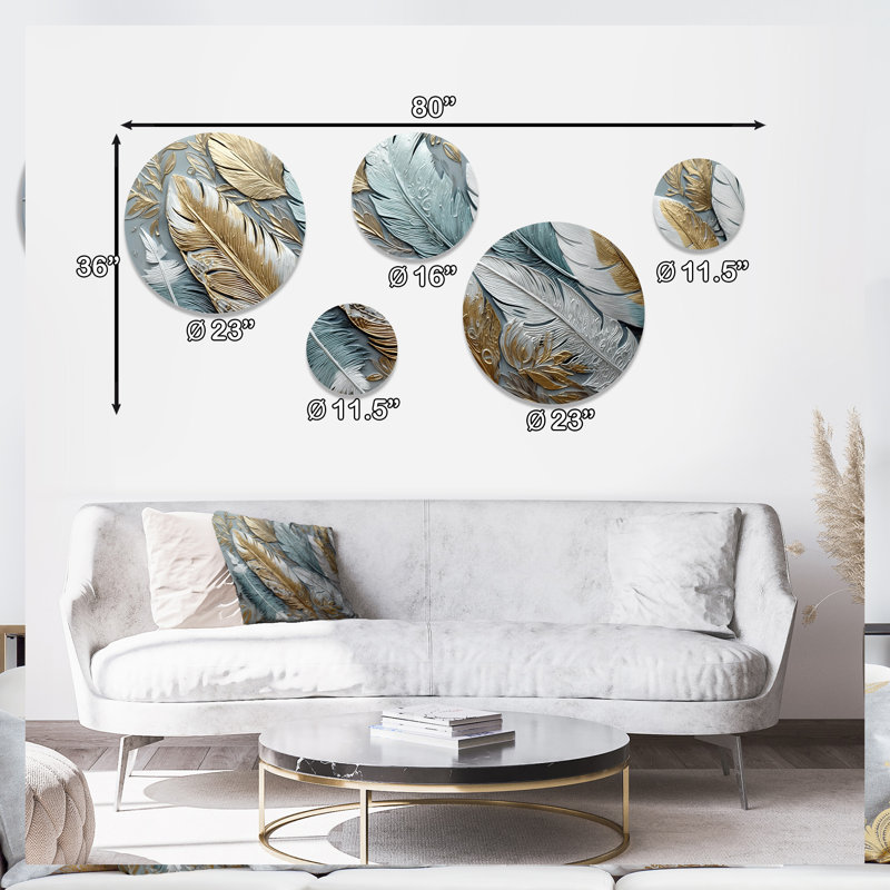 Ensemble de 5 décorations murales dorées