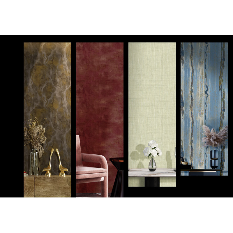 Opulence Luxury Italian Marble Texture Double Width 33' L x 42" W Wallpaper Roll, Dark Beige/Gold