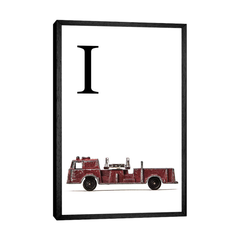 I Fire Engine Letter - Print on Canvas, 66.04 cm H x 45.72 cm W, Black Framed