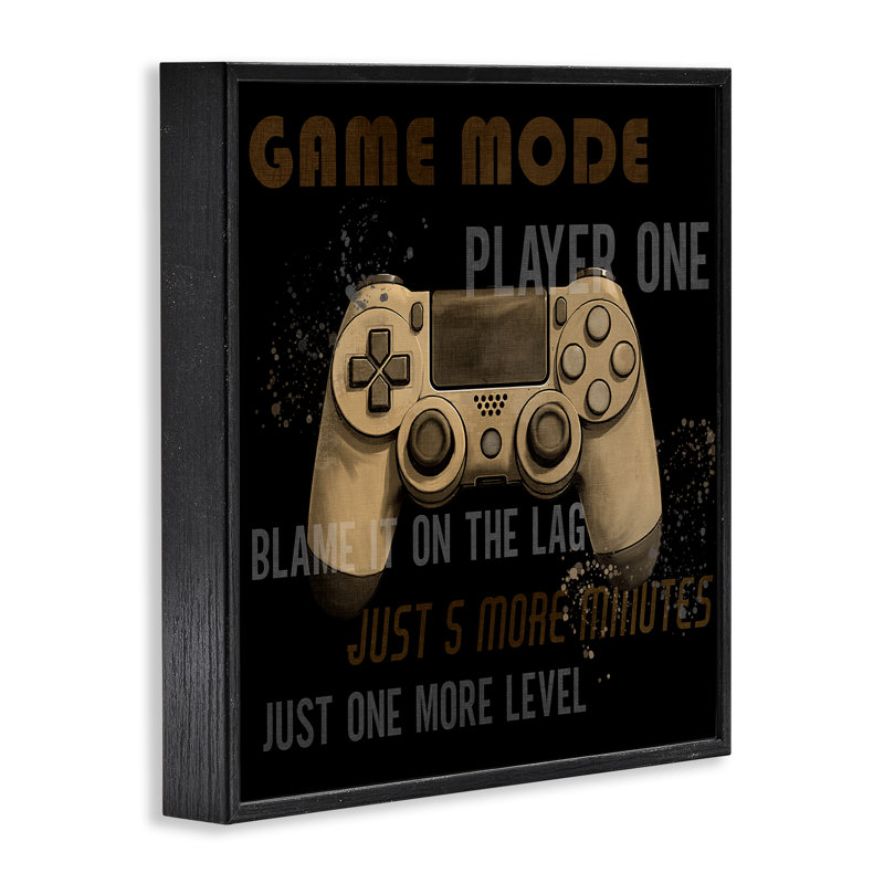 Giclée encadrée de style rétro Gamer phrases, design par Kim Allen, H 17 po x l 17 po, Giclée encadrée noir minuit