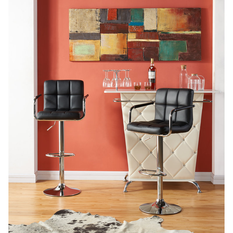 Tabouret de bar pivotant réglable Attalus, Cuir PU noir