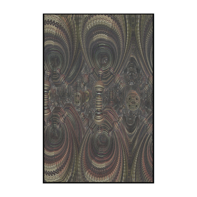Tapis décoratif olive foncée abstraite, Rectangle 5 pi x 7 pi