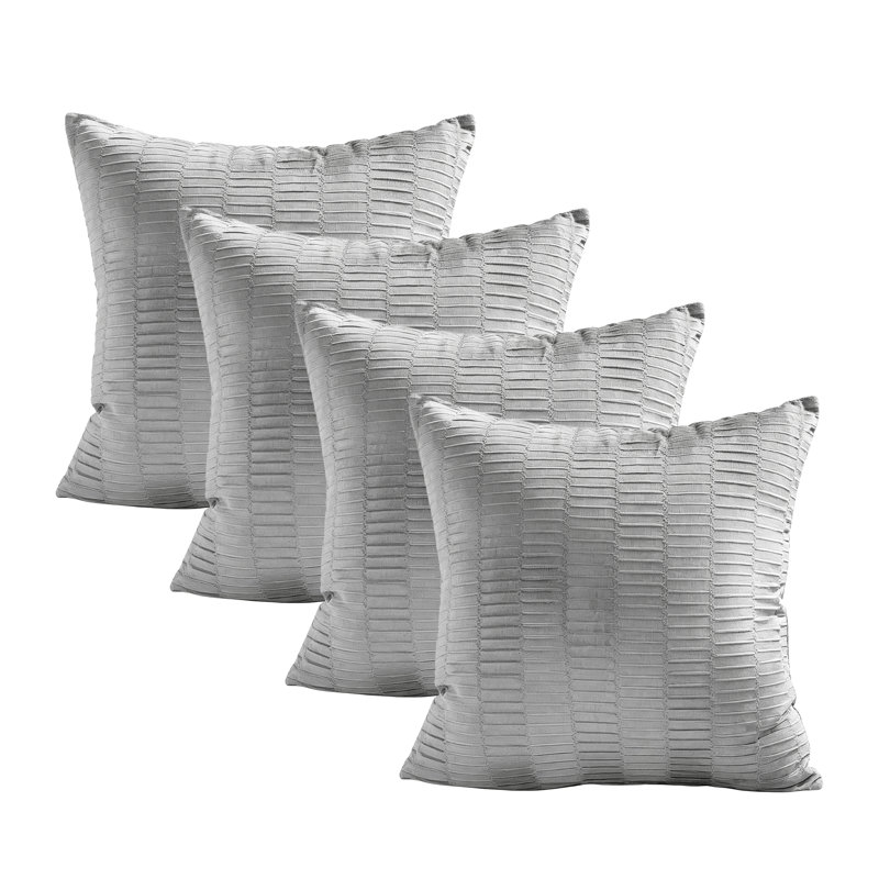Velvet Pleated Throw Pillow Cover, Silver