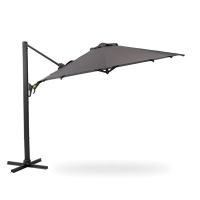 Parasol de patio en porte-à-faux 10 pi avec rotation à 360 ° et réglage de l'inclinaison, parasol carré extérieur décalé avec mât en aluminium