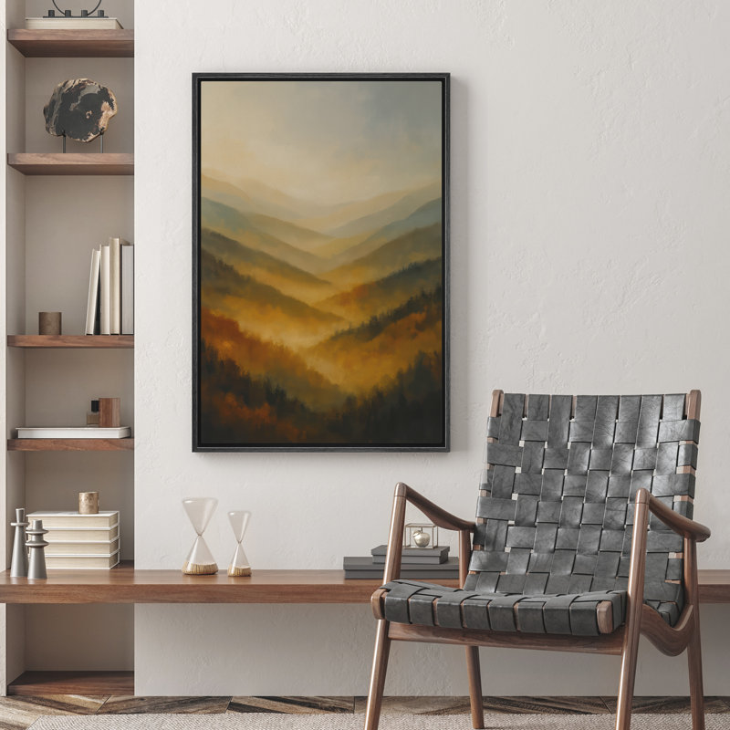Reproduction de paysage abstrait encadrée d'art mural sur toile pour un décor moderne, Noir, H 24 po x l 16 po