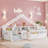 Wood Floor Bed With Storage Bookshelves And Light-663084712-663084715