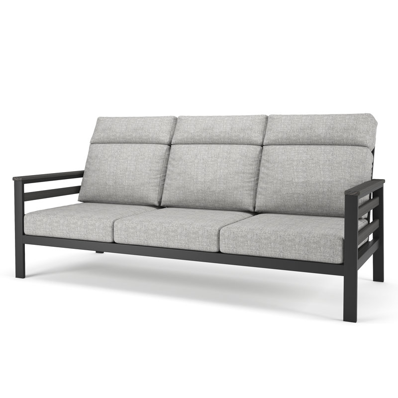 Townsend Metal Outdoor Sofa With Sunbrella Cushion, Canvas Granite, Gray