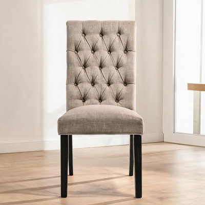 Ensemble de 2 chaises d'appoint Parsons brun clair, pieds en bois noir profond et sièges de salle à manger compacts