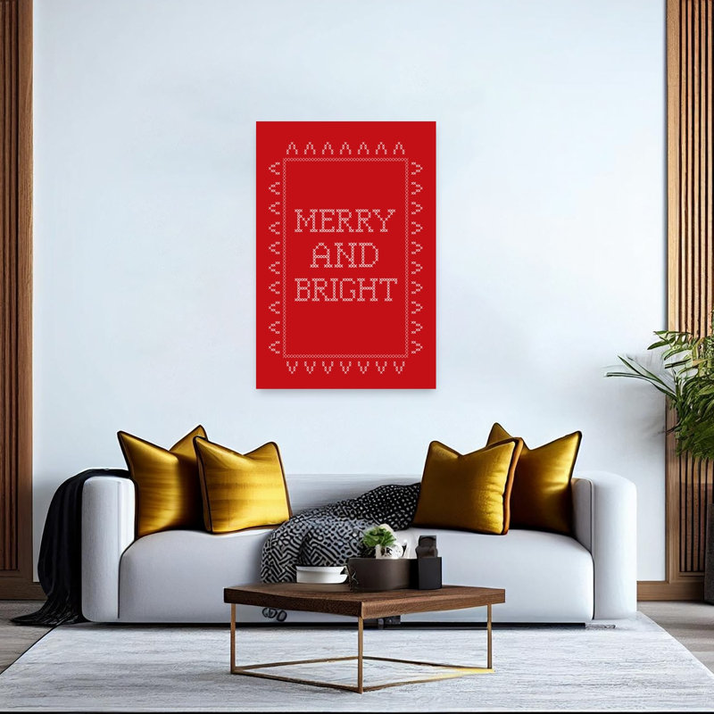 «Merry And Bright Stitch Abstract Contemporary Winter», reproduction d'art mural, 60" H x 40" W