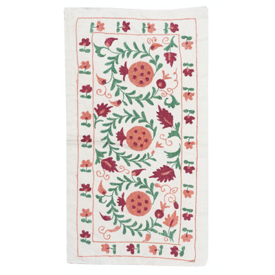 20x35 in Embroidered Wall Hanging. Modern Tablecloth. 100% Cotton Throw