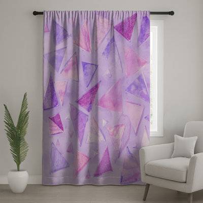 Triangular Abstract Shapes Window Curtains, Triangles Sheer & Blockout Curtains - 1 Panel