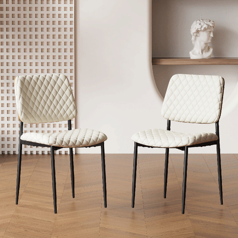 Chaises de salle à manger en similicuir avec structure en bois cintré - Chaises d'appoint rembourrées modernes, ensemble de 2, pour salle à manger, cuisine, café