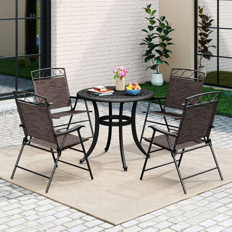 Ensemble de 4 chaises de patio pliantes pour l'extérieur avec dossier et accoudoirs