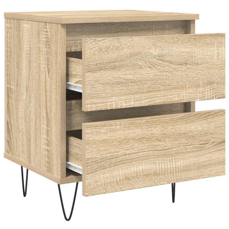 Arreguin 40cm W Iron Bedside Table, Sonoma Oak, Individual