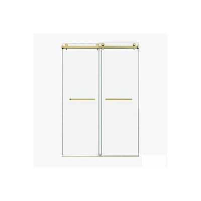 54x76" Frameless Double Sliding Shower Door, Double Shower Door, 3/8″ (10mm) Sgcc Tempered Glass, Stainless Steel, Brushed Gold