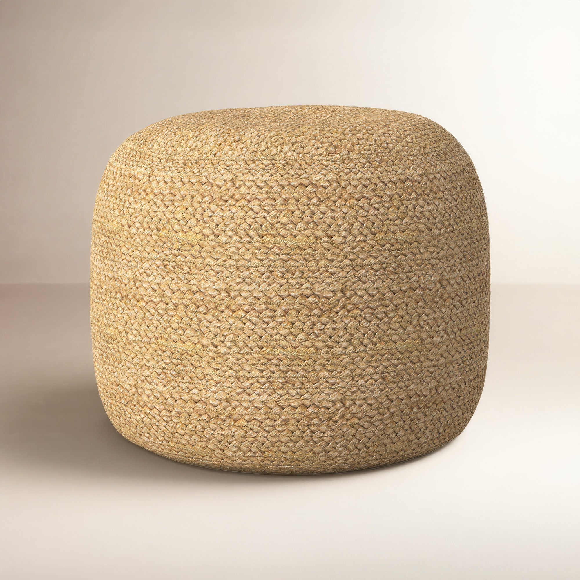 Rodriguez Upholstered Pouf, Khaki